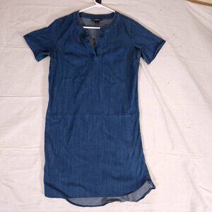 Lands End Pullover Chambray Shirt Dress Womens Size 4 Lyocell Blend Blue